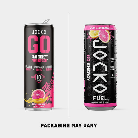 Jocko Fuel GO Energy Drinks, Pink Lemonade, 12 oz | 12 Pack