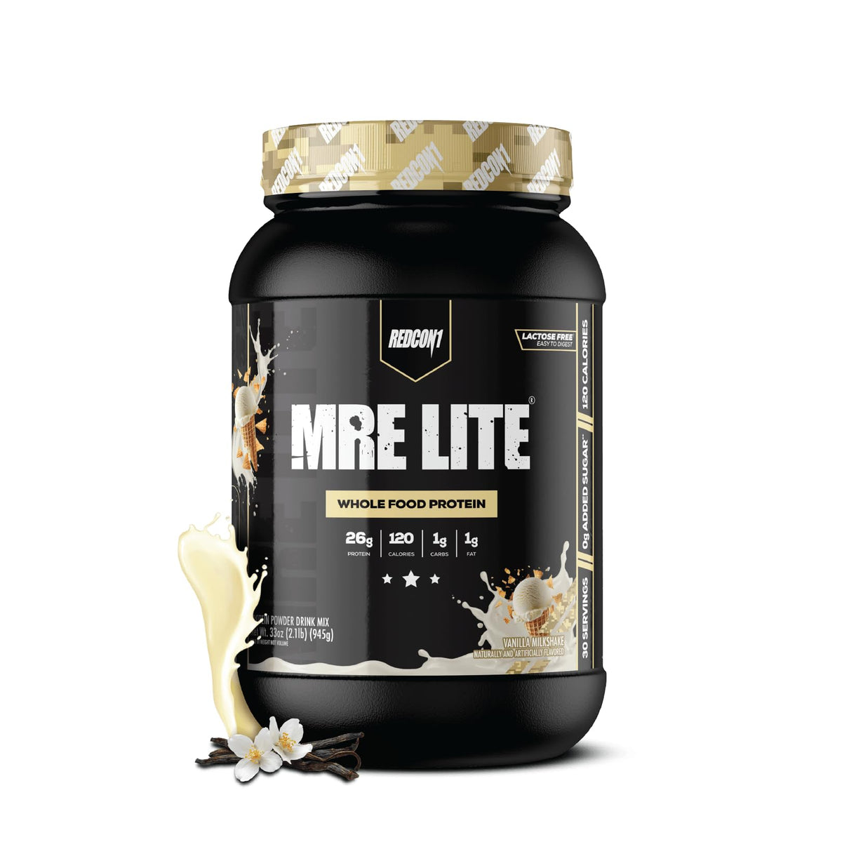 REDCON1 MRE LITE Whole Food Protein Powder, Oatmeal Chocolate Chip - Lactose Free Meal Replacement with Animal Protein Blends - Easy to Digest Formula - Only 4g Carb per Serving (30 Servings)