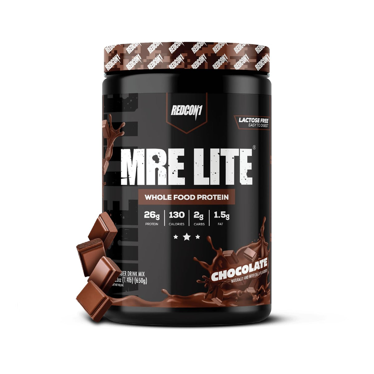 REDCON1 MRE LITE Whole Food Protein Powder, Oatmeal Chocolate Chip - Lactose Free Meal Replacement with Animal Protein Blends - Easy to Digest Formula - Only 4g Carb per Serving (30 Servings)