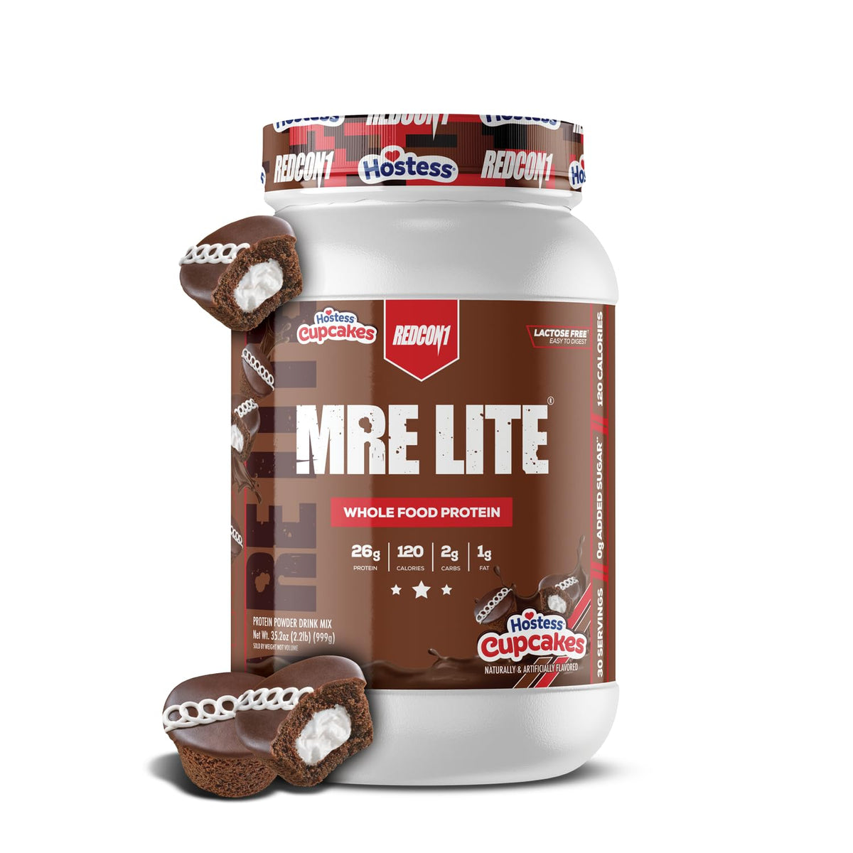 REDCON1 MRE LITE Whole Food Protein Powder, Oatmeal Chocolate Chip - Lactose Free Meal Replacement with Animal Protein Blends - Easy to Digest Formula - Only 4g Carb per Serving (30 Servings)