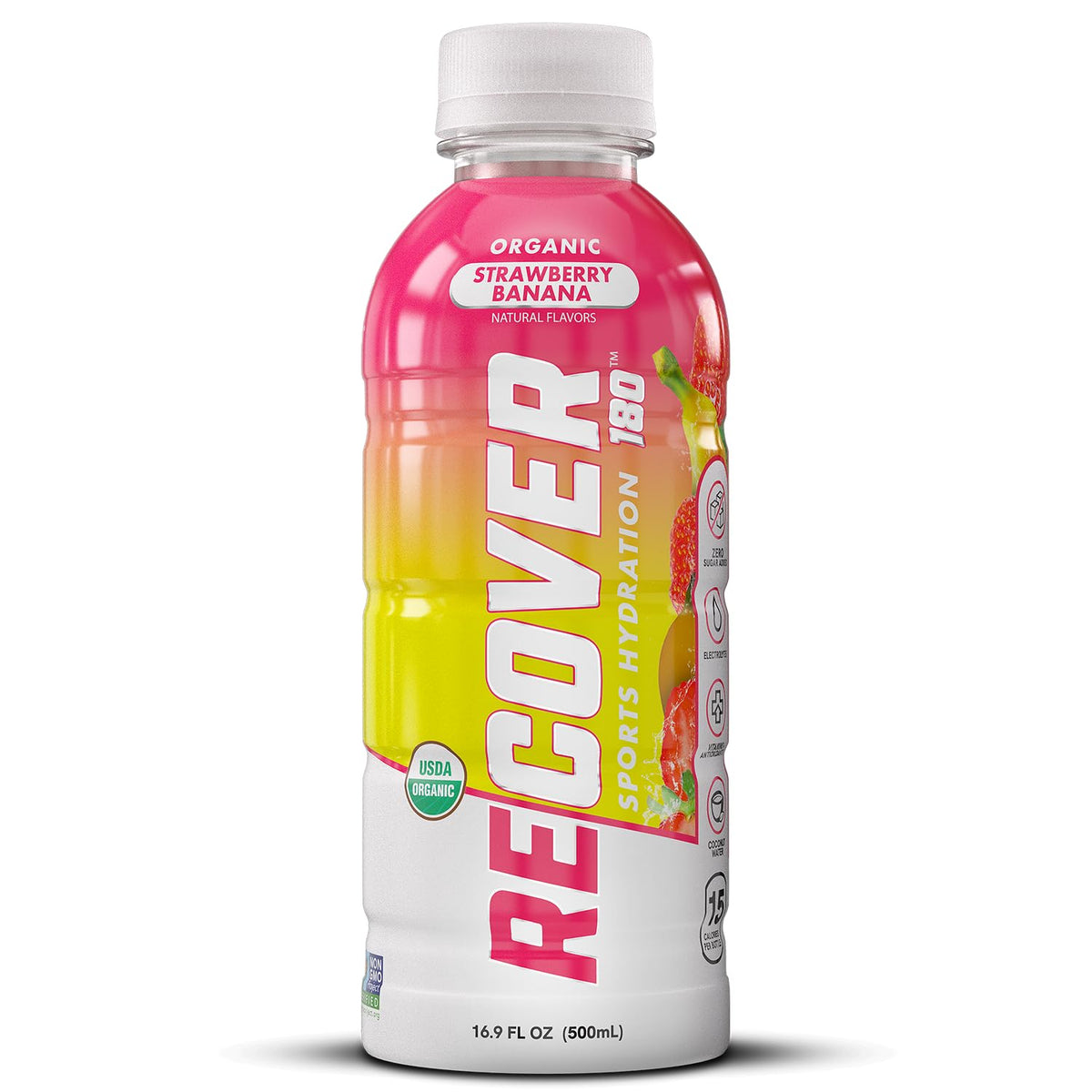 RECOVER 180 Organic Sports Hydration Drink, No Sugar Added, 20 Calorie Sports Beverage, Organic Flavors With Vitamins, Potassium-Packed Electrolytes (16.9 Fl Oz (Pack of 12), Variety Pack)