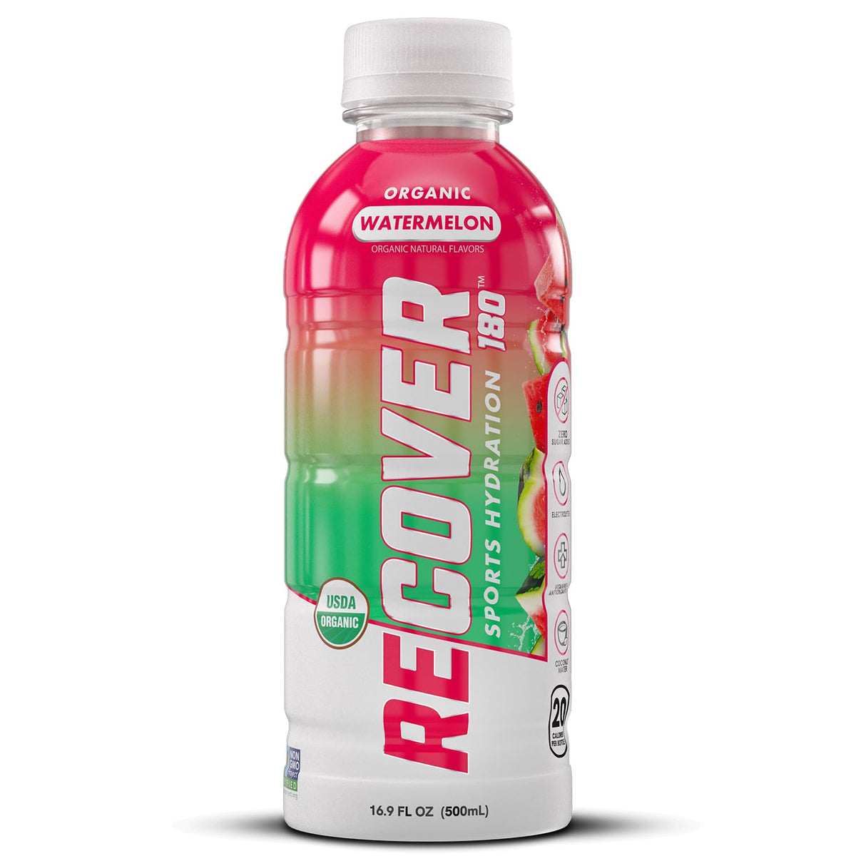 RECOVER 180 Organic Sports Hydration Drink, No Sugar Added, 20 Calorie Sports Beverage, Organic Flavors With Vitamins, Potassium-Packed Electrolytes (16.9 Fl Oz (Pack of 12), Variety Pack)