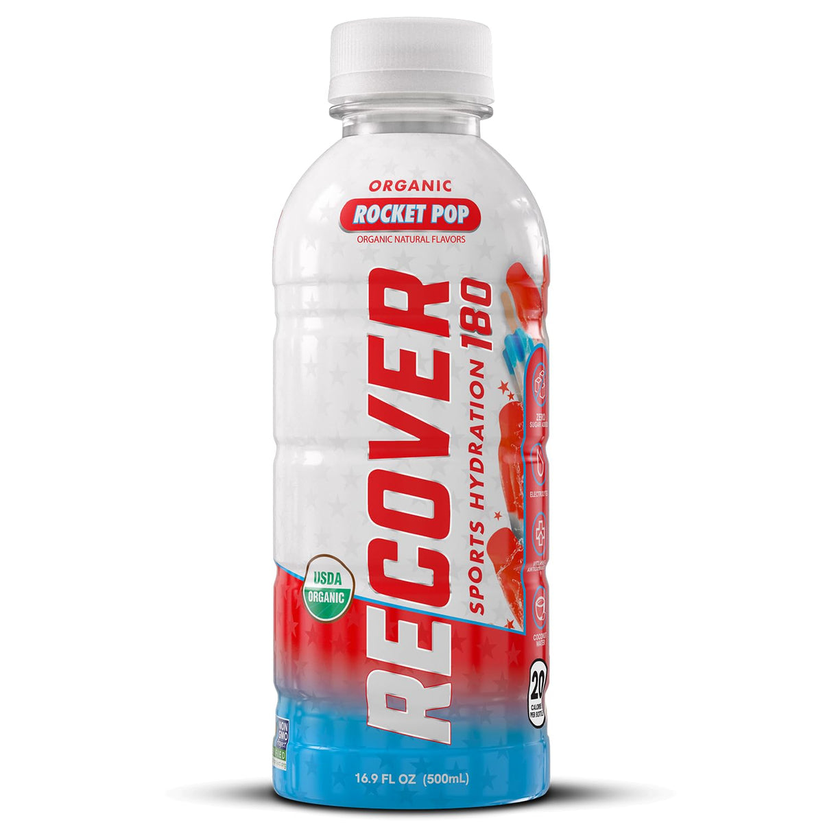 RECOVER 180 Organic Sports Hydration Drink, No Sugar Added, 20 Calorie Sports Beverage, Organic Flavors With Vitamins, Potassium-Packed Electrolytes (16.9 Fl Oz (Pack of 12), Variety Pack)