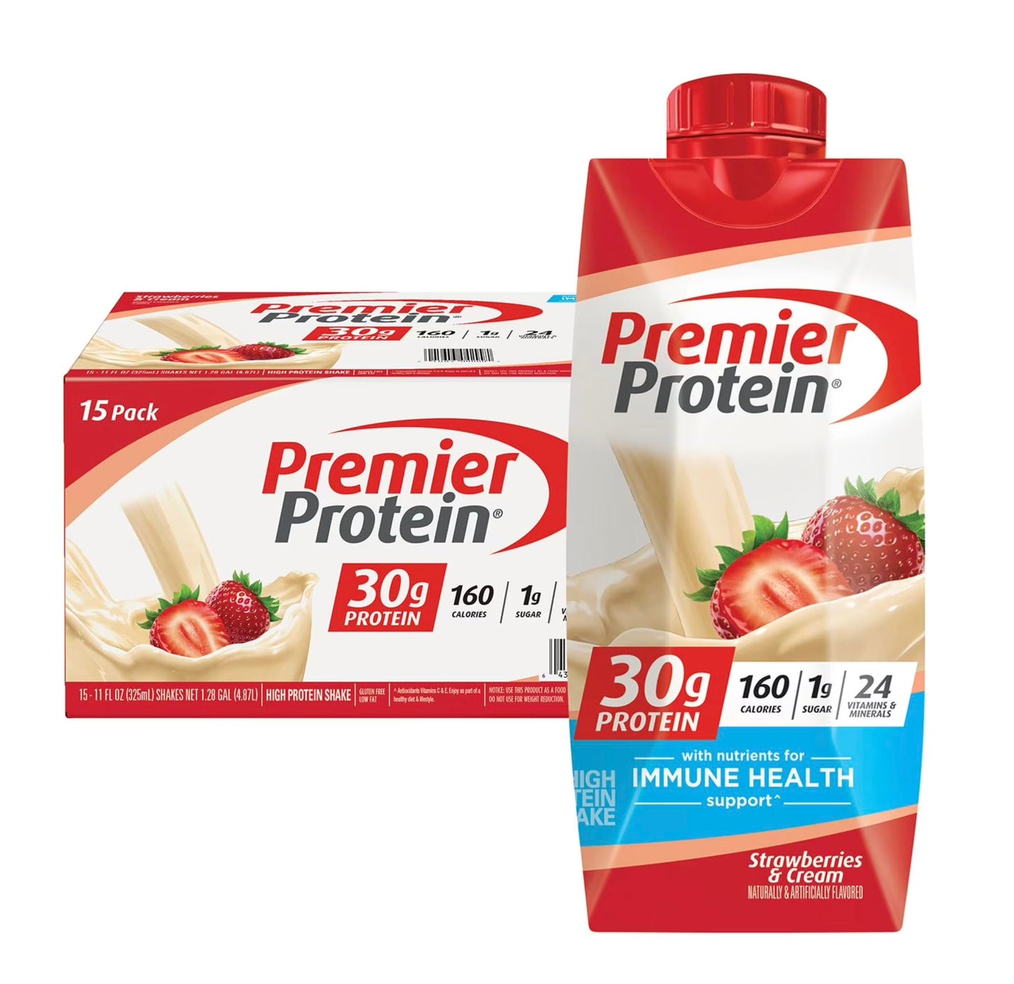 Premier Protein 30g High Protein Shake, Chocolate, 12 Pack | 160 Calories, 24 Vitamins & Minerals, No Added Sugar, Supports Muscle Health, Gluten-Free, 11 oz