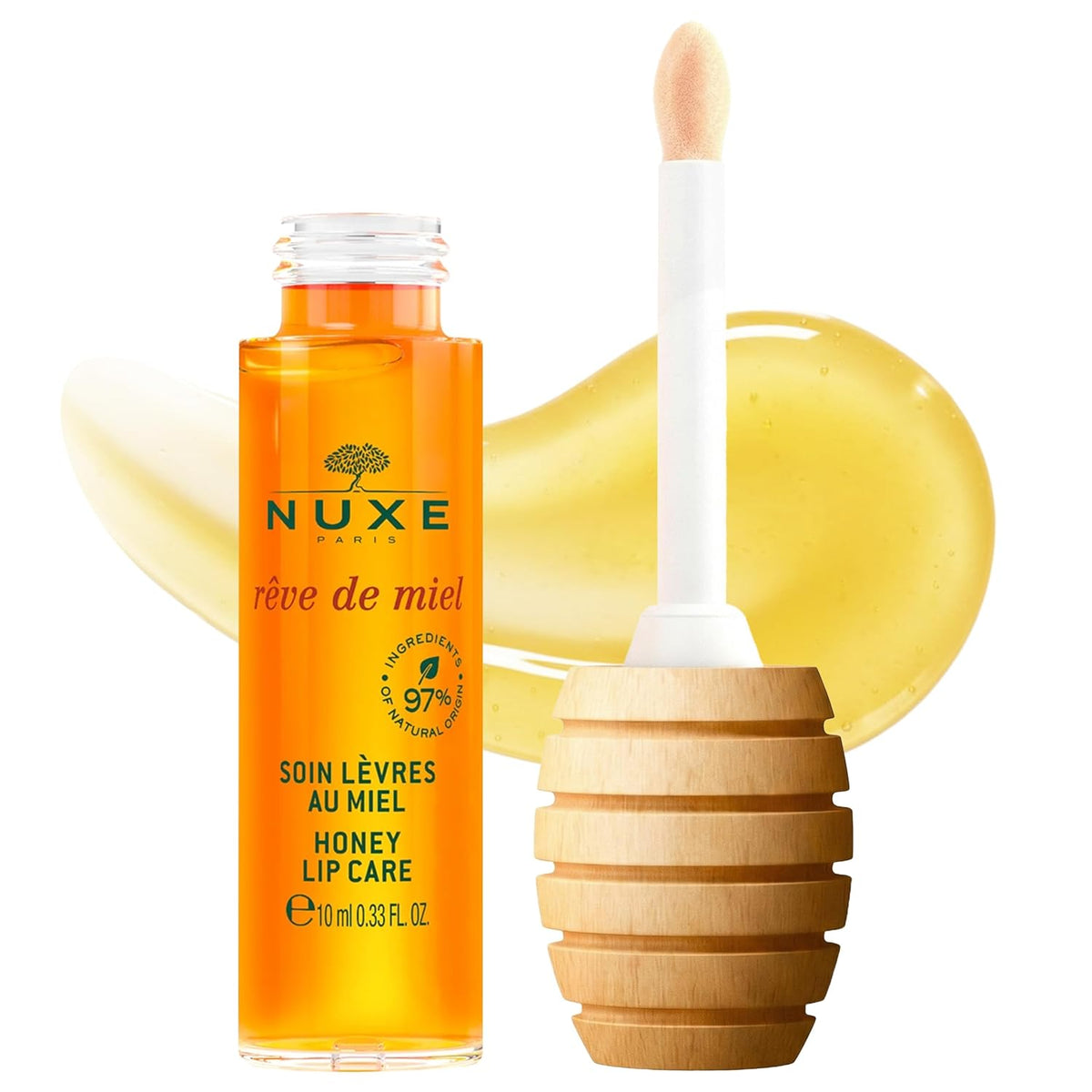 NUXE Rêve de Miel Honey Lip Gloss With Vitamin E and Lavender for Moisturized Shiny Lips, 97 Percent Natural, 0.33 Fl Oz