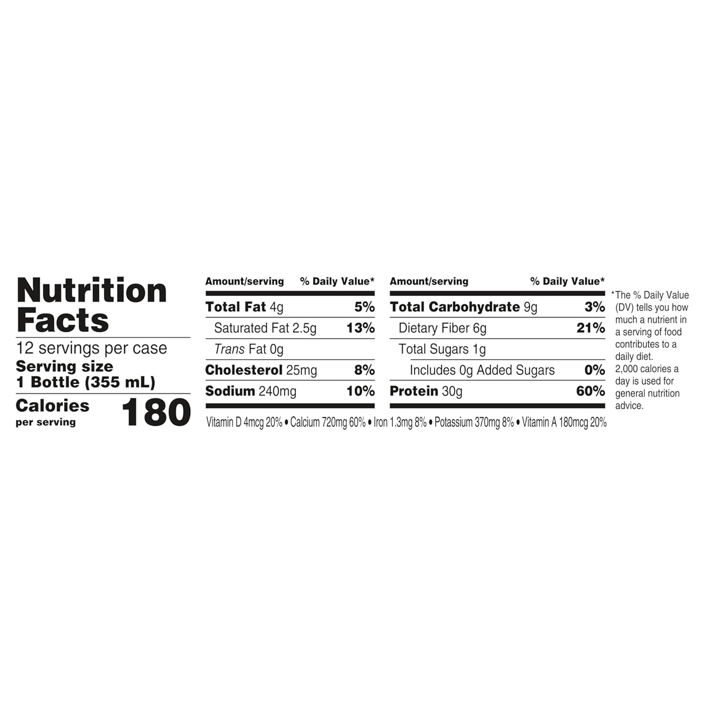 Oikos Protein Shake,Chocolate,30g High Protein Drinks,Shelf Stable,Ready to Drink,5g Prebiotic Fiber,12 fl oz Bottle,​,(Pack of 24)