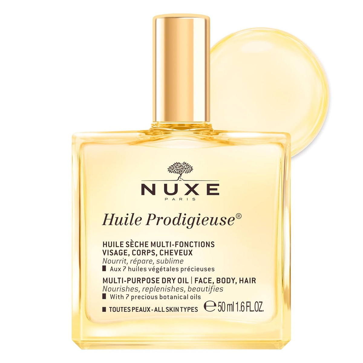 NUXE Huile Prodigieuse Multi-Purpose Dry Oil - Radiant Glow and Lightweight Hydration for Face, Body & Hair. Nourishes, Repairs and Enhances