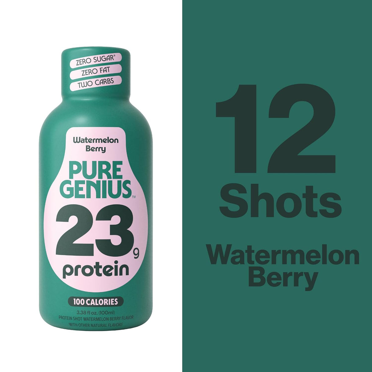 Pure Genius 23g Protein Shot | 100 Calories, No Sugar, No Fat | 12 Shots