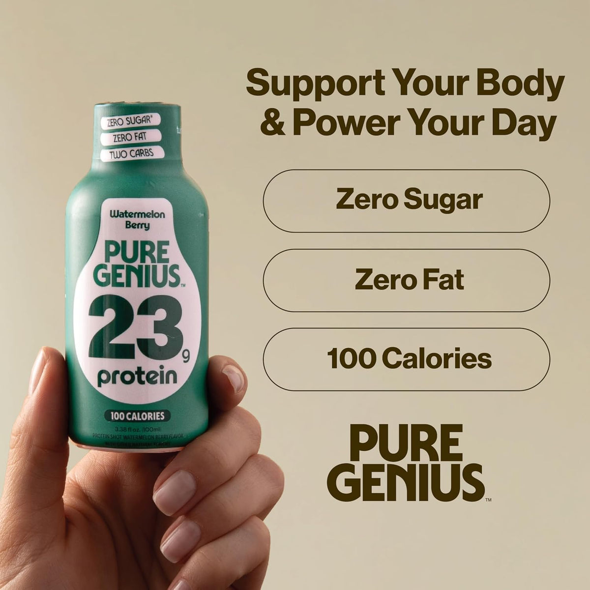 Pure Genius 23g Protein Shot | 100 Calories, No Sugar, No Fat | 12 Shots