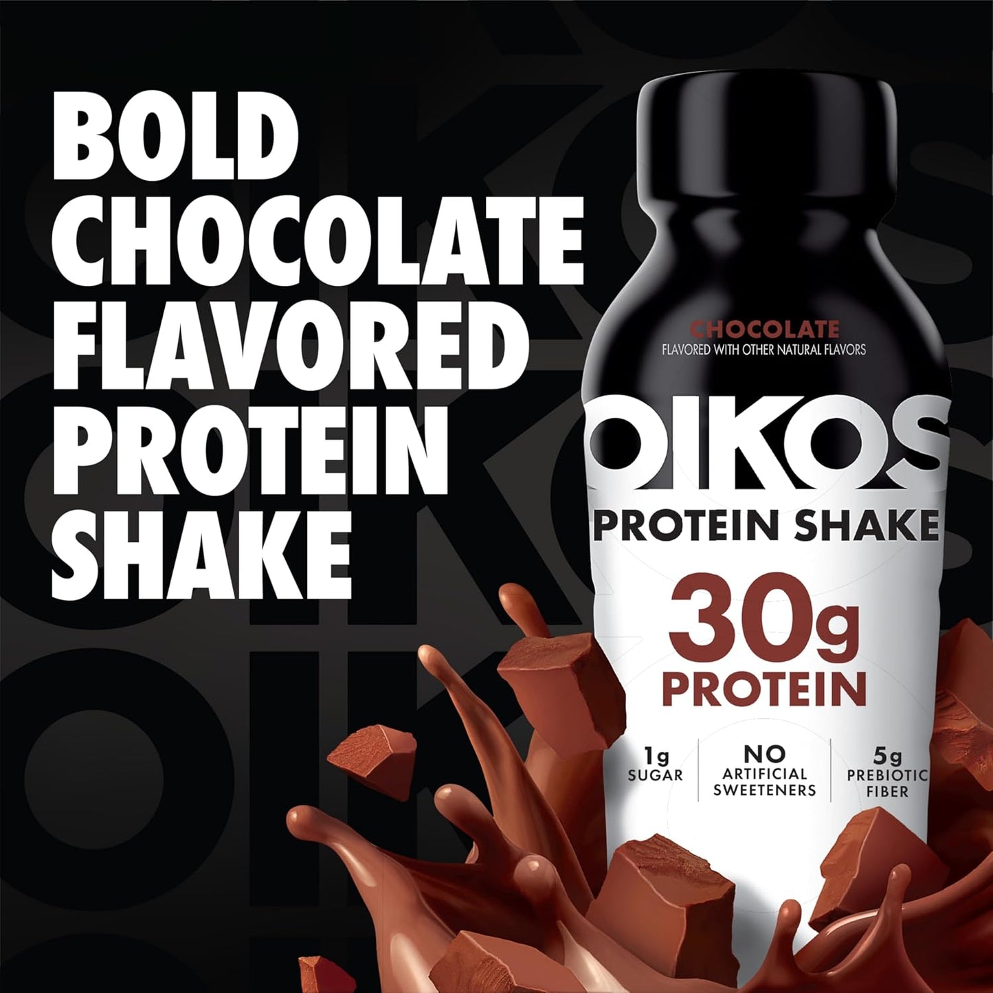 Oikos Protein Shake,Chocolate,30g High Protein Drinks,Shelf Stable,Ready to Drink,5g Prebiotic Fiber,12 fl oz Bottle,​,(Pack of 24)