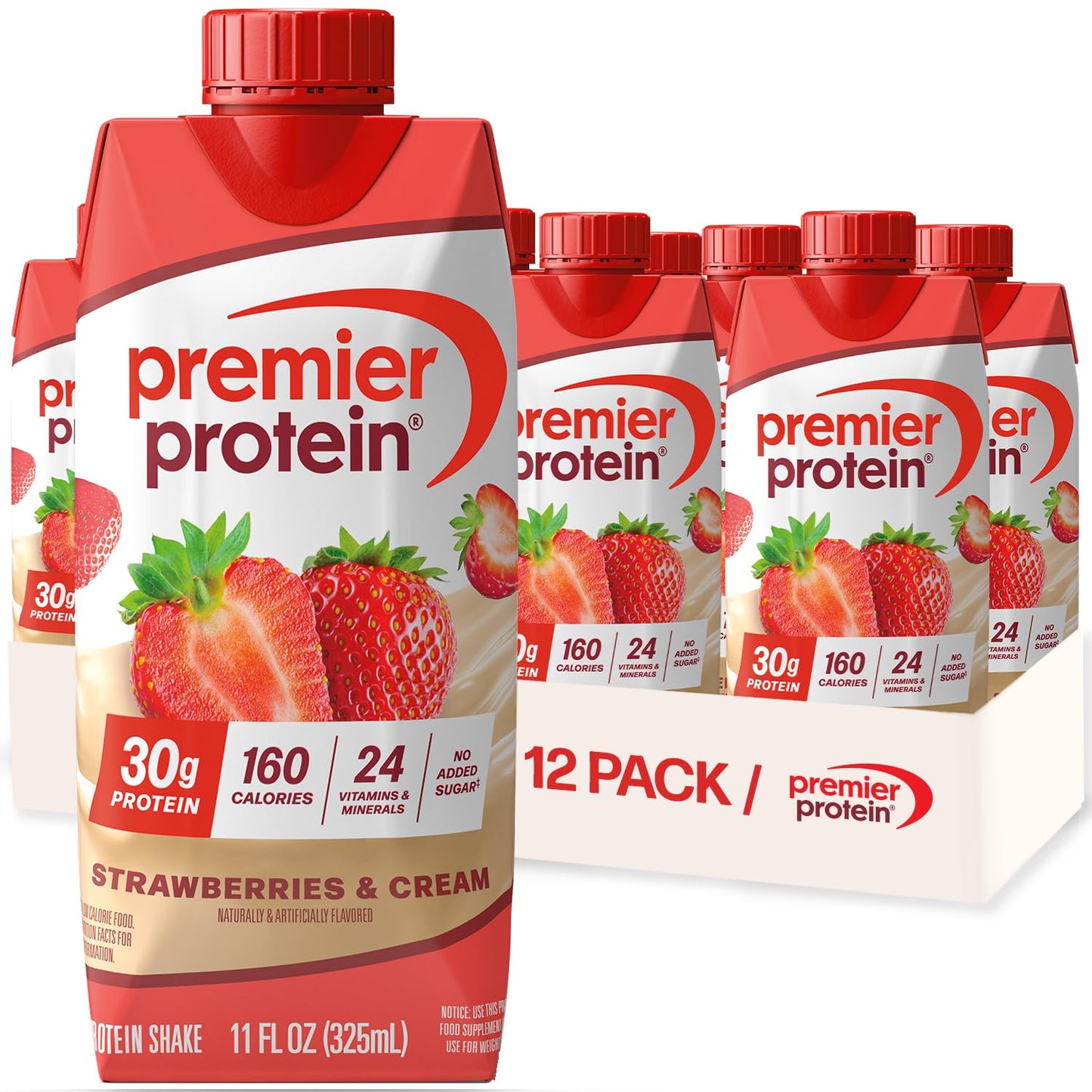 Premier Protein 30g High Protein Shake, Chocolate, 12 Pack | 160 Calories, 24 Vitamins & Minerals, No Added Sugar, Supports Muscle Health, Gluten-Free, 11 oz