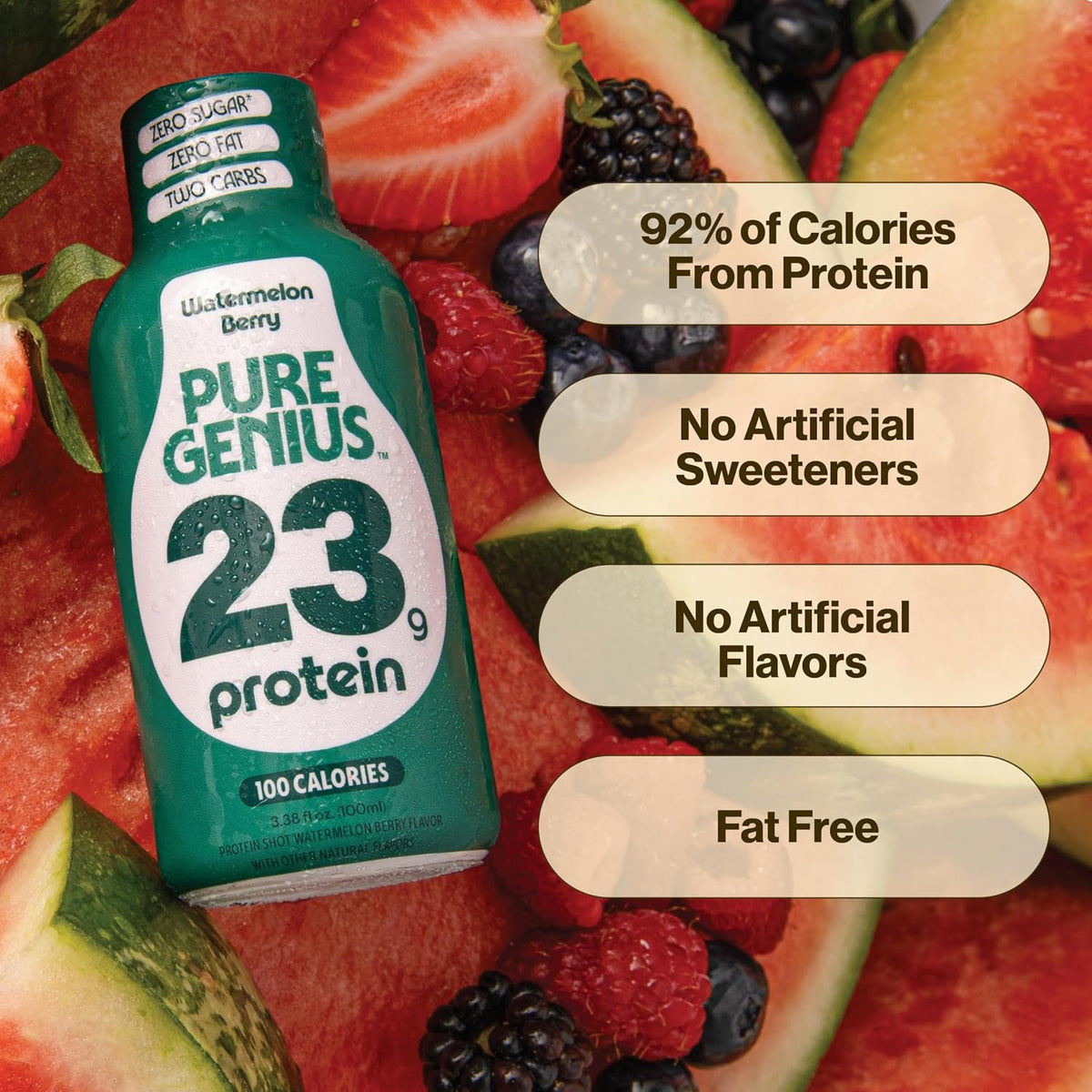 Pure Genius 23g Protein Shot | 100 Calories, No Sugar, No Fat | 12 Shots