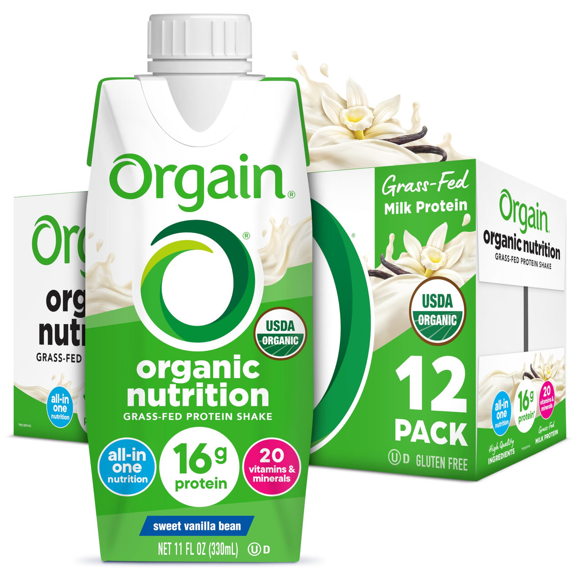 ORGAIN Organic Creamy Chocolate Fudge Shake 12 Pack, 11 FZ