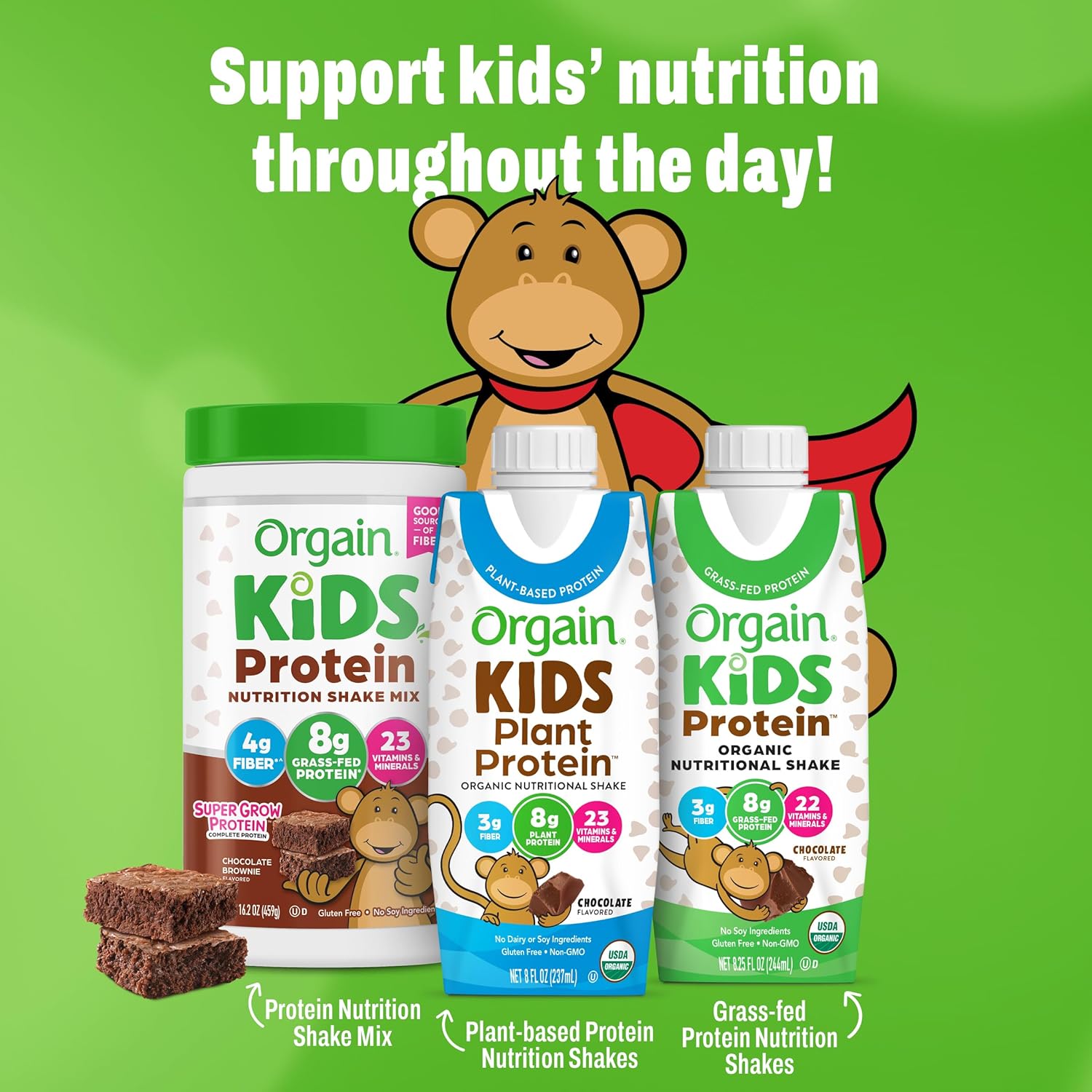 Orgain Organic Kids Dairy 8g Protein Shake, Chocolate, 8.25 oz, 12pk | Nutritional drink, grass-fed protein, 22 vitamins & minerals, 3g fiber, non-GMO, no soy, healthy snack for picky eaters