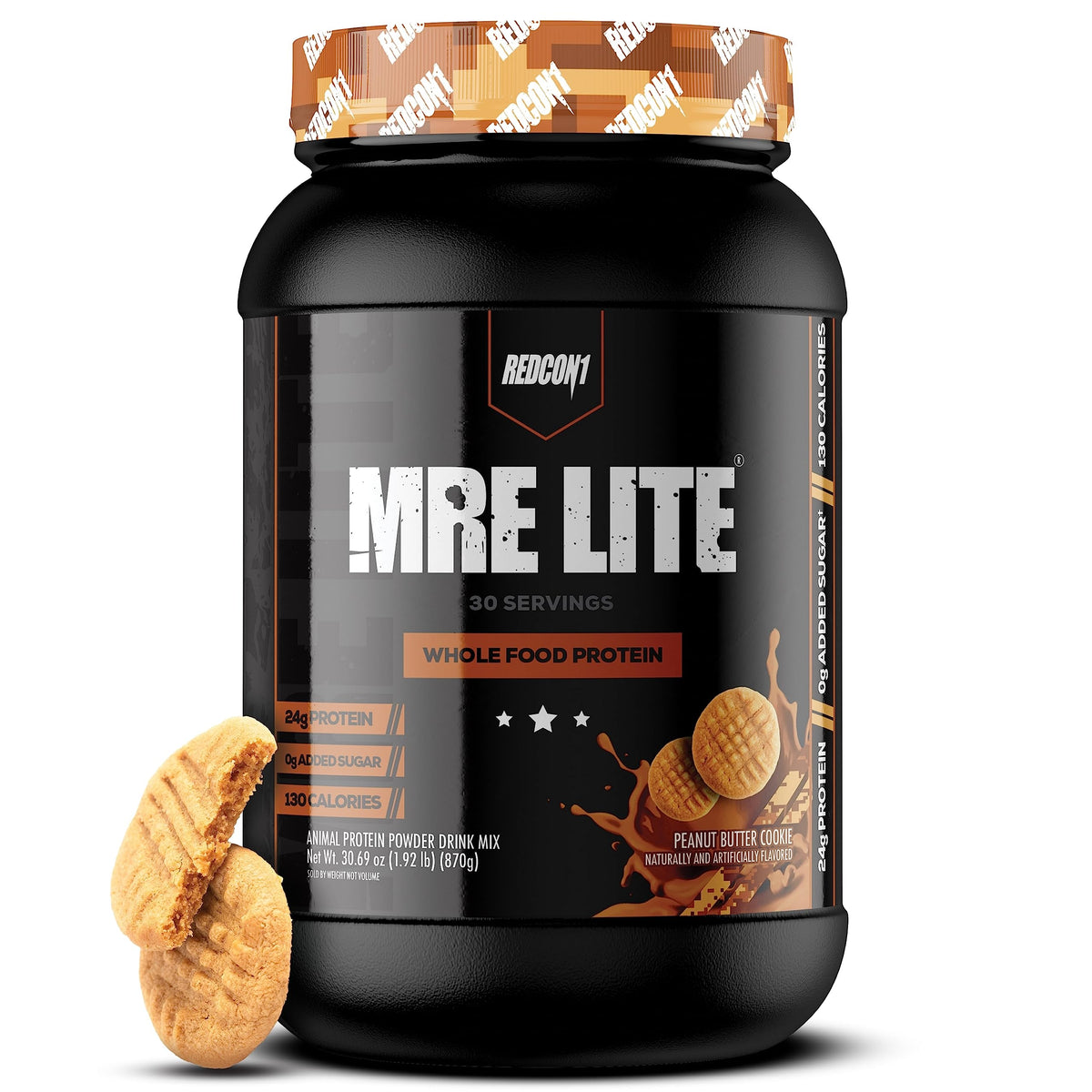 REDCON1 MRE LITE Whole Food Protein Powder, Oatmeal Chocolate Chip - Lactose Free Meal Replacement with Animal Protein Blends - Easy to Digest Formula - Only 4g Carb per Serving (30 Servings)