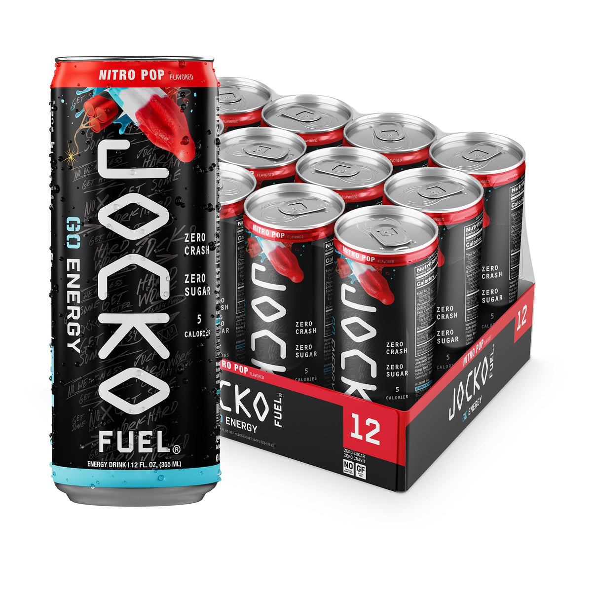 Jocko Fuel GO Energy Drinks, Pink Lemonade, 12 oz | 12 Pack