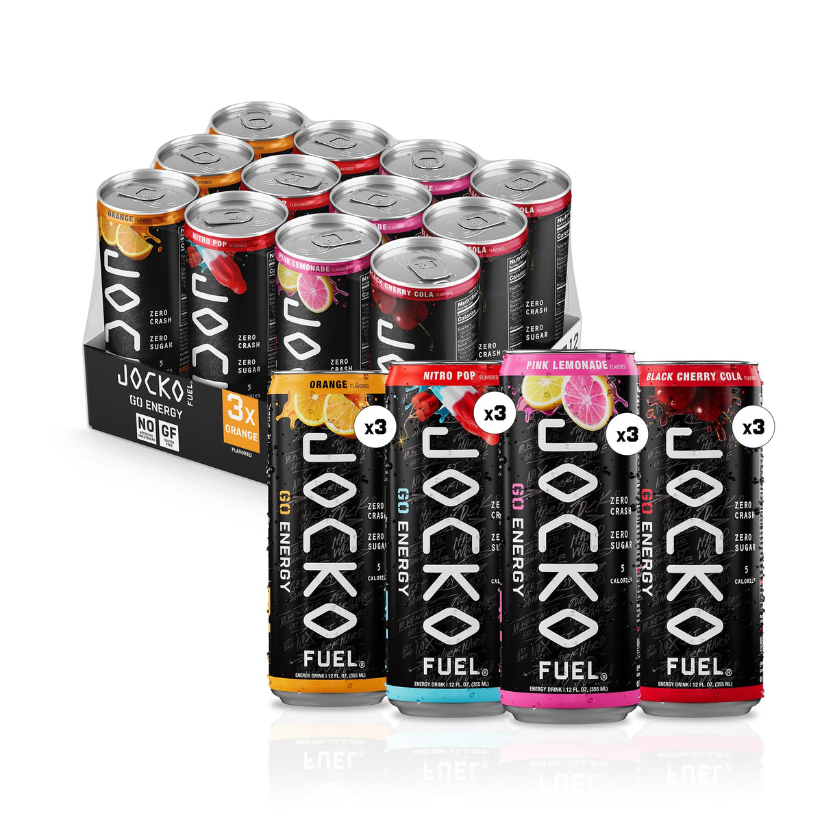 Jocko Fuel GO Energy Drinks, Pink Lemonade, 12 oz | 12 Pack