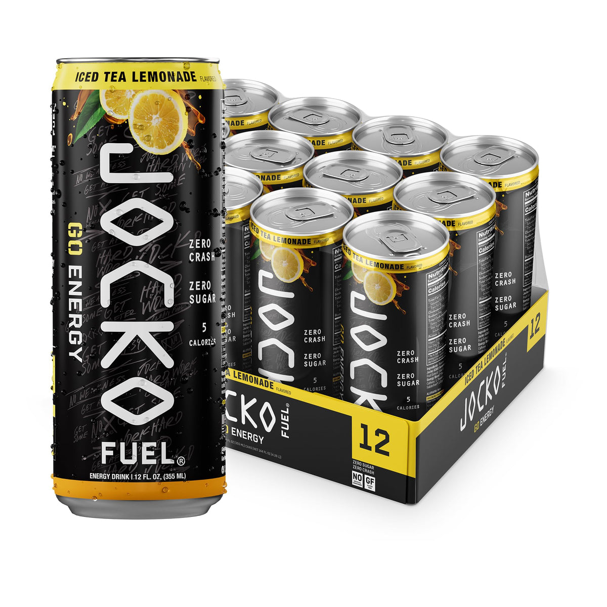 Jocko Fuel GO Energy Drinks, Pink Lemonade, 12 oz | 12 Pack