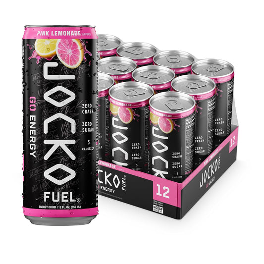 Jocko Fuel GO Energy Drinks, Pink Lemonade, 12 oz | 12 Pack