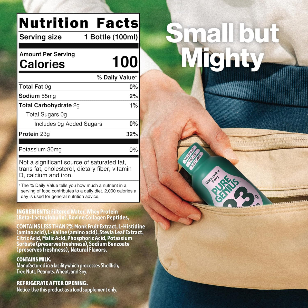 Pure Genius 23g Protein Shot | 100 Calories, No Sugar, No Fat | 12 Shots